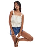 [Miss Selfridge] Miss Selfridge peplum hem cami top in cream-White S CREAM