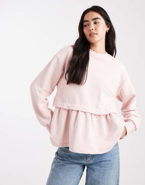 Miss Selfridge peplum hem sweatshirt in pink - view 1