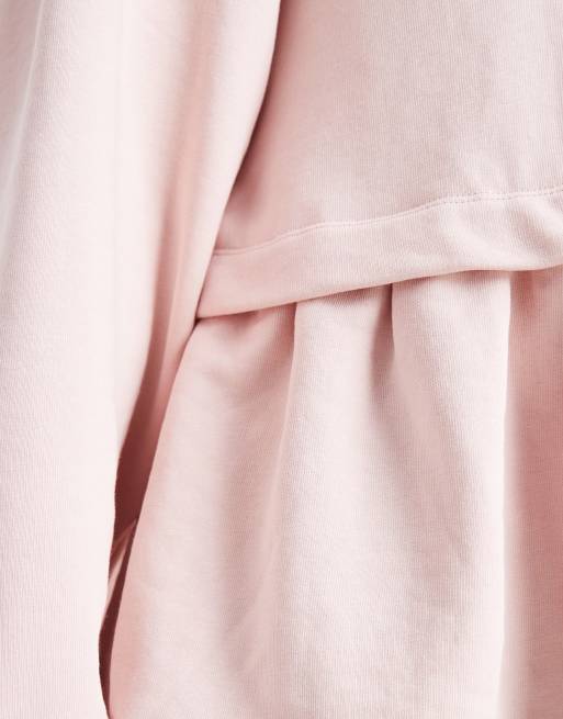 Miss Selfridge peplum hem sweatshirt in pink, 4 of 4