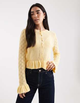 Miss Selfridge Peplum Knit Cardigan In Neutral