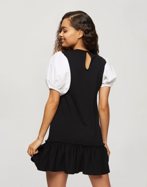 Miss Selfridge Petite 2 in 1 pinny dress in black, 2 of 4