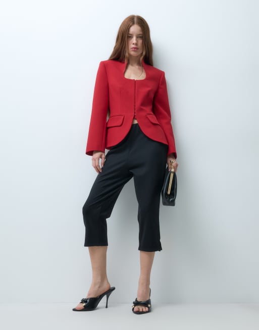 Miss Selfridge Petite americana estructurada en rojo cereza, 4 de 4