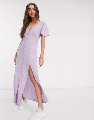 lilac maxi dress with sleeves