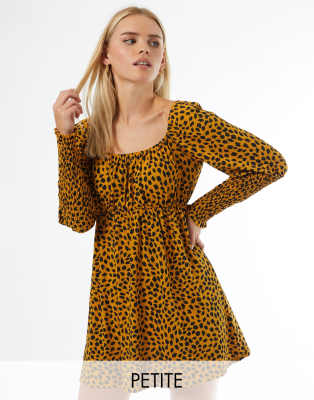 Miss Selfridge Petite animal print dress in orange - ASOS Price Checker