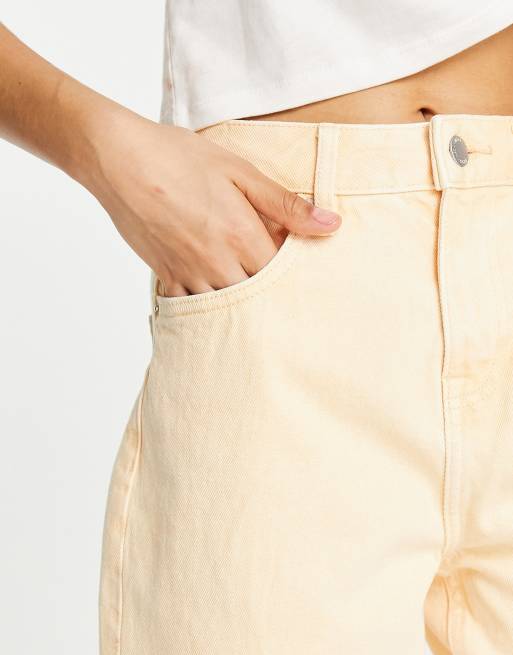 Miss Selfridge Petite – Aprikosfärgade dad jeans med hög midja och avslappnad passform, 4 av 4