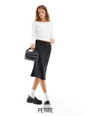 Miss Selfridge Petite - Asymmetrisch geschnittener Midirock in Schwarz