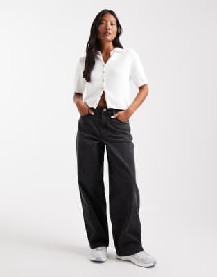 Miss Selfridge Petite Baggy Jeans In Black