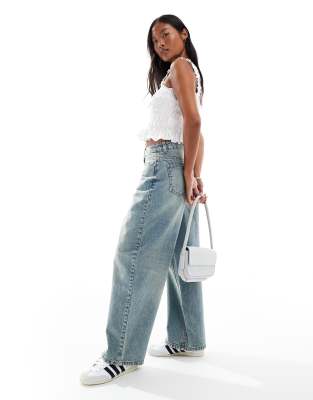 Miss Selfridge Petite Baggy Jeans In Blue