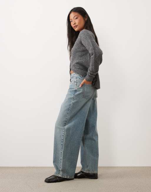 Miss Selfridge petite baggy jeans in dirty wash, 3 of 5