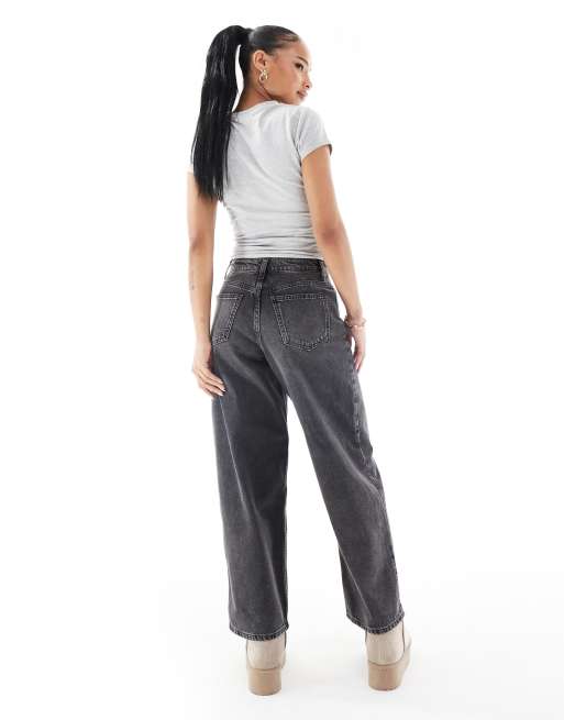 Miss Selfridge Petite baggy jeans in light black wash, 2 of 5