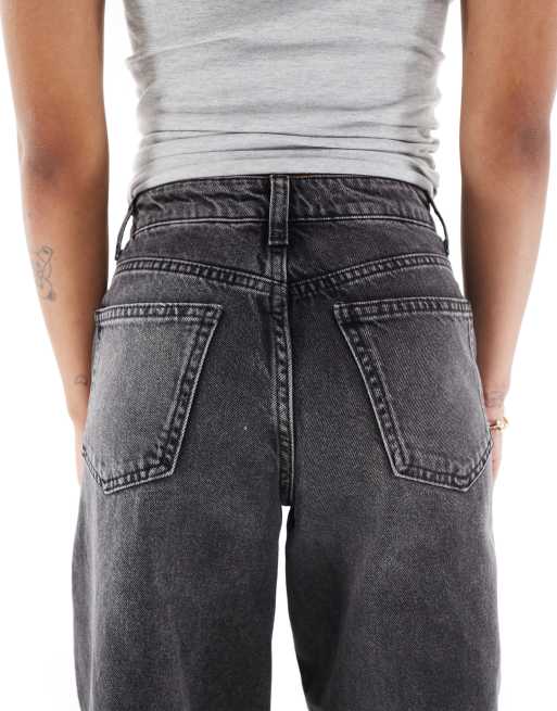 Miss Selfridge Petite baggy jeans in light black wash, 4 of 5