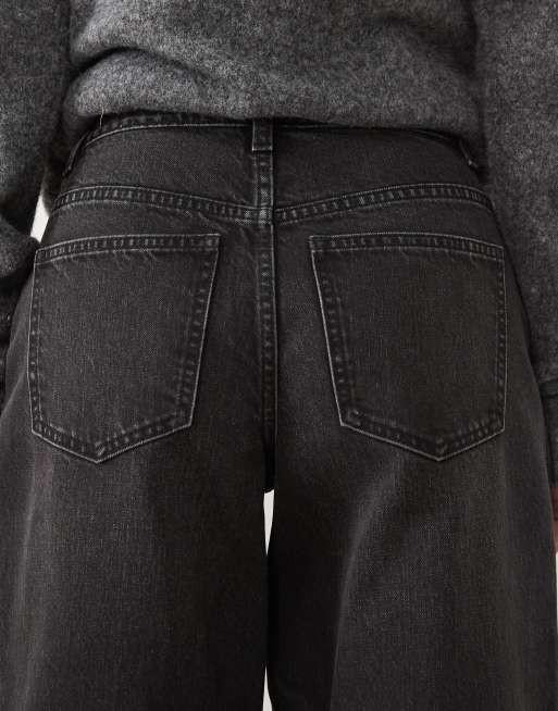 Miss Selfridge petite baggy jeans in washed black, 4 of 5