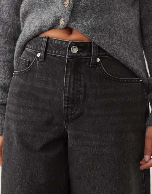 Miss Selfridge petite baggy jeans in washed black, 5 of 5