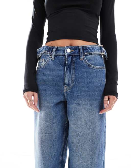 Miss Selfridge Petite - Baggy jeans met bandje in de taille, 4 van 5