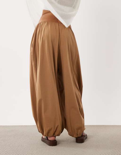 Miss Selfridge Petite balloon pants in cognac, 5 of 5
