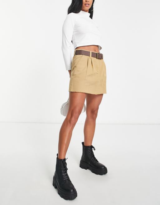 Low Rise Twill Belted Mini Skort