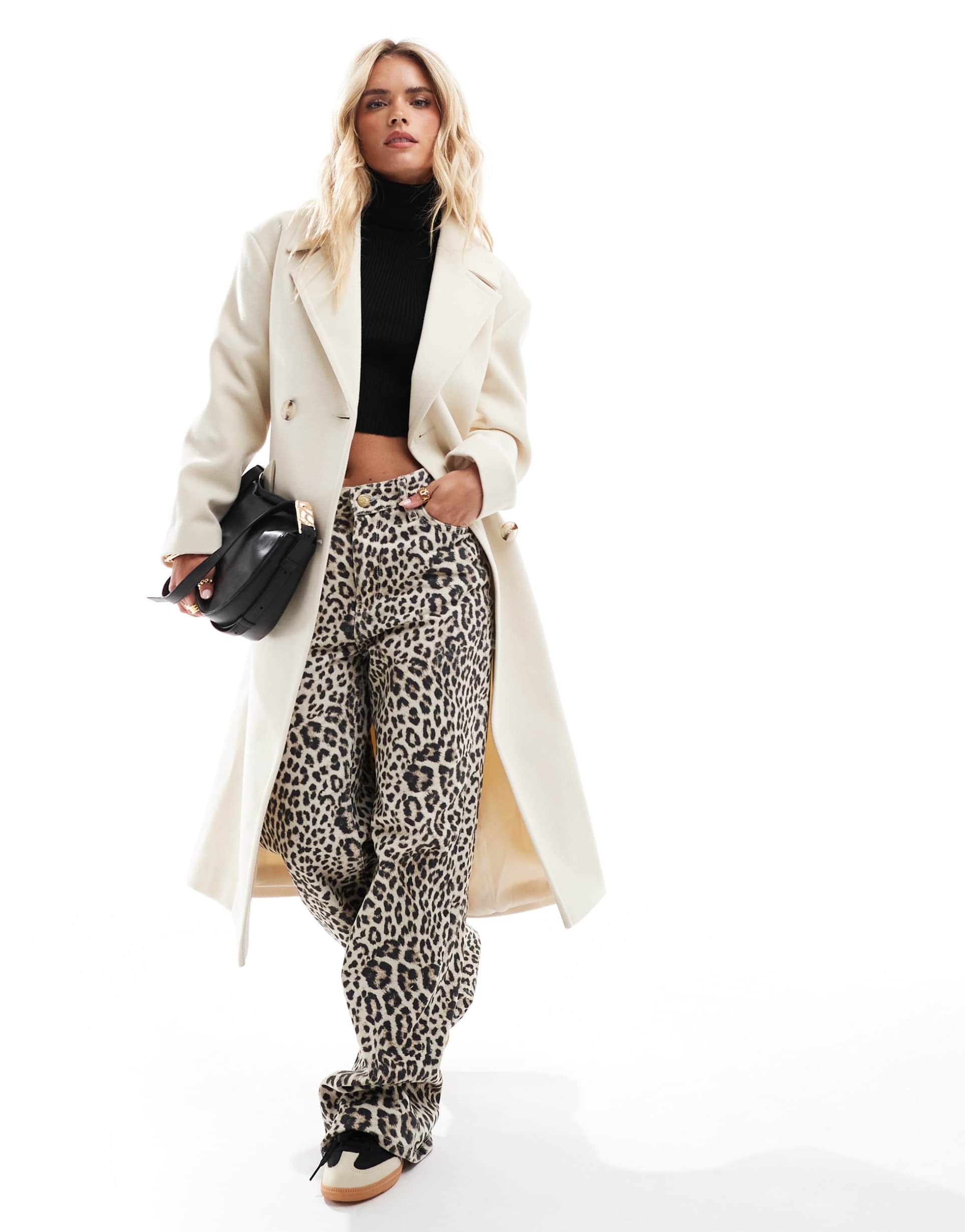 miss selfridge petite belted wrap formal coat in cream