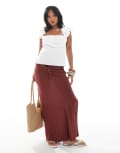 [Miss Selfridge Petite] Miss Selfridge Petite bias maxi skirt in burgundy-Red 12 BURGUNDY
