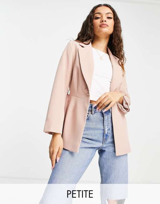 Miss Selfridge Petite - Blazer allacciato in vita color cipria