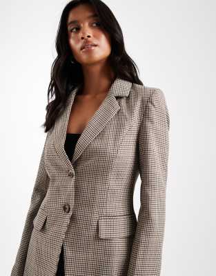 Blazer cintré à carreaux - Tons neutres-Multicolore 36
