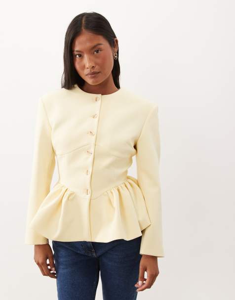 Miss Selfridge Petite blazer corset à basque jaune beurre - view 1