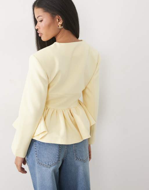 Miss Selfridge Petite blazer corset à basque jaune beurre, 4 de 4