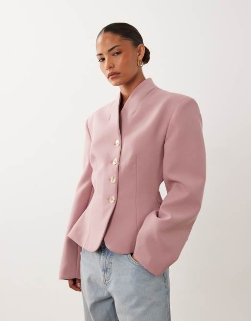 Miss Selfridge Petite - Blazer court sans col - Rose, 2 de 4