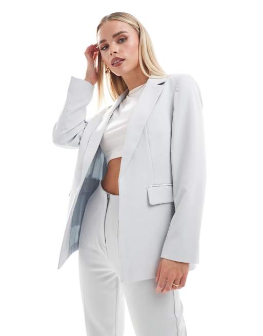 Miss Selfridge Petite blazer in grey blue ASOS