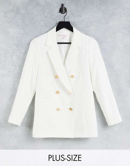Miss Selfridge Petite - Blazer in legerstijl in wit