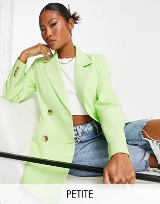 Miss Selfridge Petite longline fitted waist blazer in lime green  - ASOS Price Checker