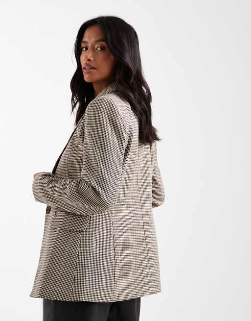 Miss Selfridge Petite - Blazer med indsyet talje og neutralt tern, 2 af 4