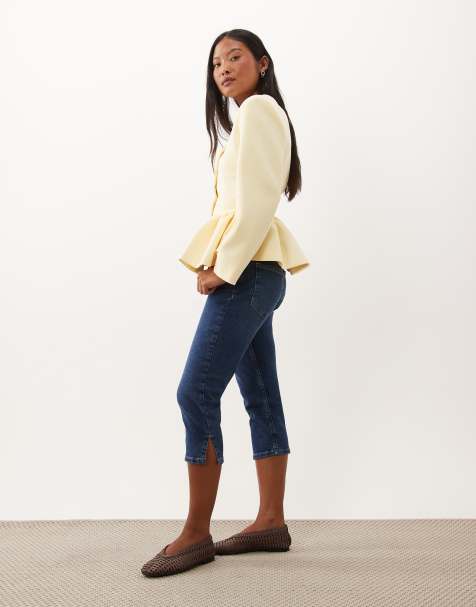 Miss Selfridge Petite blazer met corset en peplum in botergeel - view 1