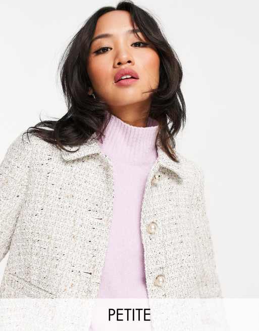 Miss Selfridge Petite - Bouclé jasje in wit