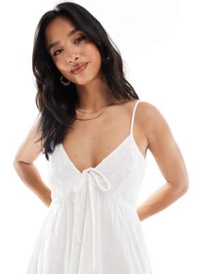 Miss Selfridge Petite eyelet mix mini sun dress in in white