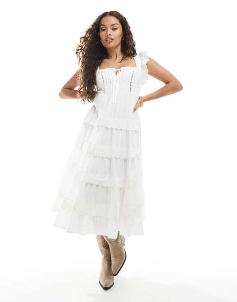 chinese dress ladies Ti Amo Lace Bust Long Sleeve Mini Dress White