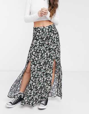 button down long skirt