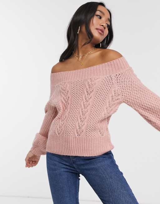 Pink bardot clearance jumper