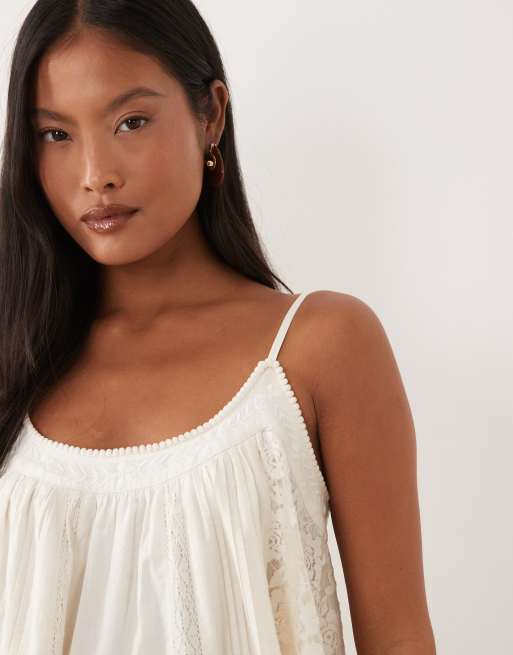 Miss Selfridge Petite - Cami-jurk met A-lijn in crème, 3 van 4