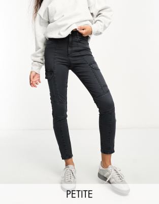 Miss Selfridge Petite Cargo Skinny Jean In Black