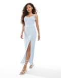 [Miss Selfridge Petite] Miss Selfridge Petite cheesecloth corset dress with ribbon trims in blue 14 Blue