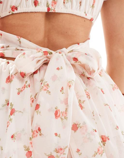 Miss Selfridge Petite chiffon rara mini playsuit in pink rose print, 2 of 4