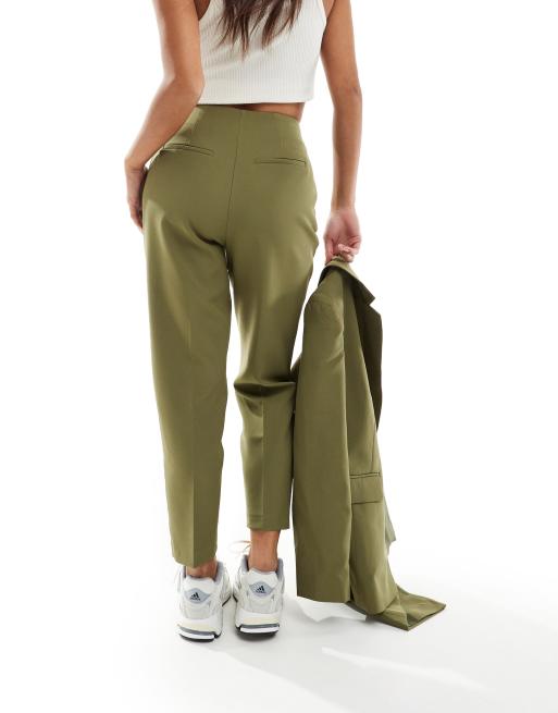 Miss Selfridge Petite - Cigarette-broek met hoge taille in kaki, 4 van 5