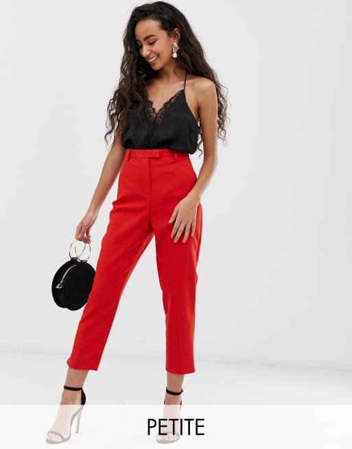 High-waisted Cigarette Trousers in Lust Red