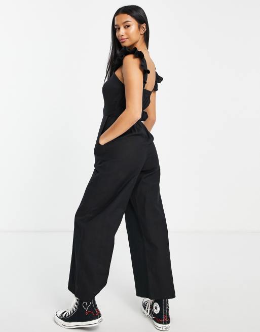 Miss Selfridge Petite - Combinaison à volants en lin - Noir, 2 de 4