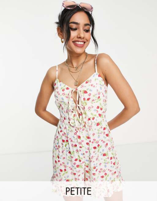 Miss Selfridge Petite - Combishort noué devant à imprimé petites fleurs - Fruité
