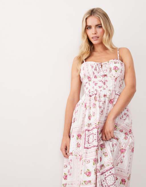 Miss Selfridge Petite corset maxi dress in tile print, 2 of 4
