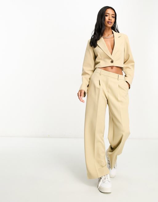 Miss Selfridge Petite cropped blazer in stone (part of a set), 4 of 4