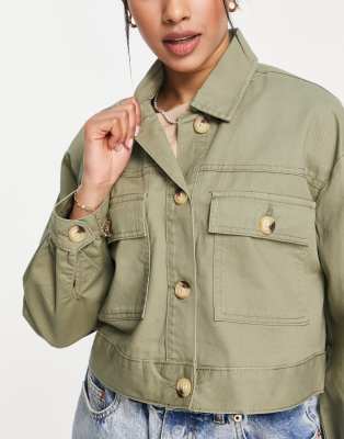 khaki military shacket