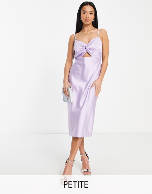 Miss Selfridge Petite cut out satin midi slip dress in lilac