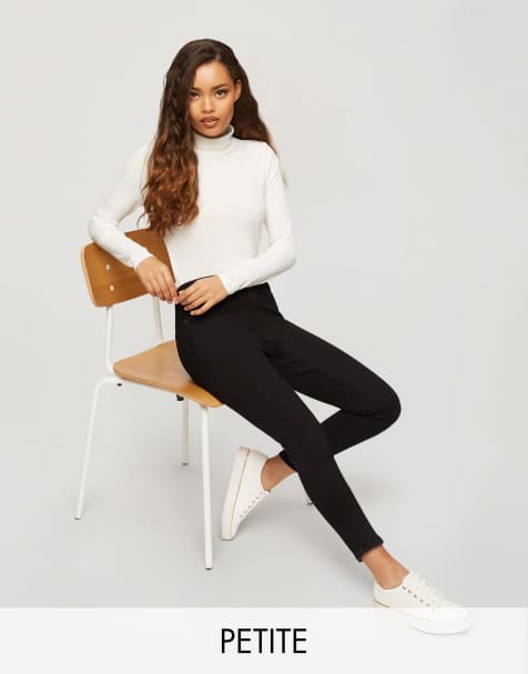 Miss Selfridge Petite – Czarne obcisłe jeansy - view 1
